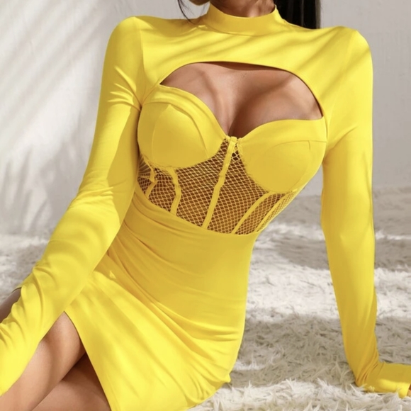 Cutout fishnet insert bodycon dress - Picture 3 of 5